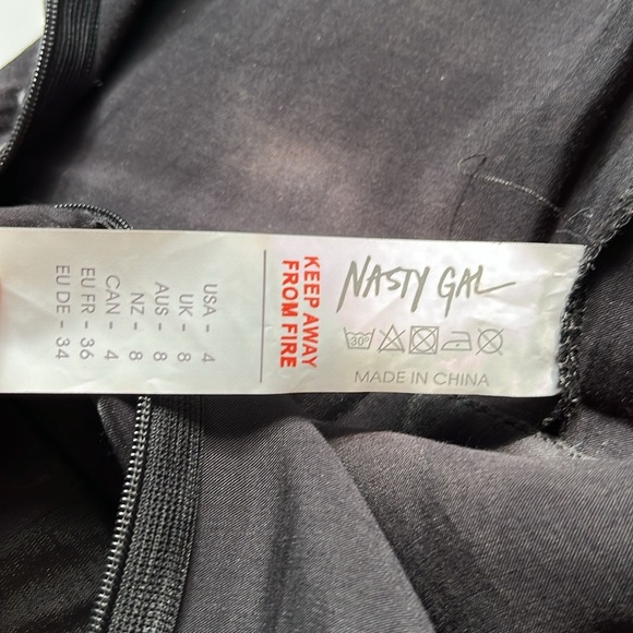 Nasty Gal Black Satin Belted Strapless Jumper Jumpsuit with Ties Size 4 - Picture 14 of 16